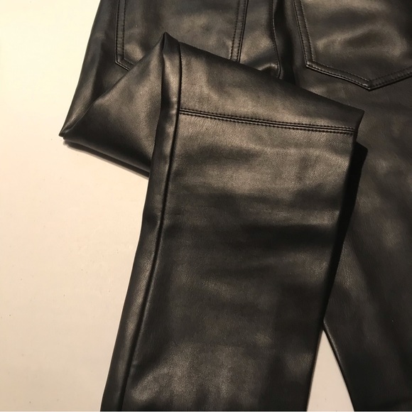 Free People Vegan Leather High Rise Long and Lean Pant in Black Size 26 - Picture 8 of 11